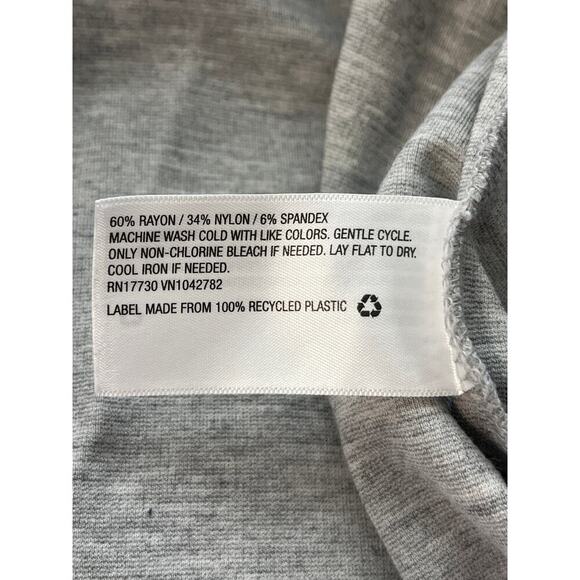 Prologue L Gray Batwing Mock Neck Long Side Slits Tie Waist Office Wear - Picture 4 of 8